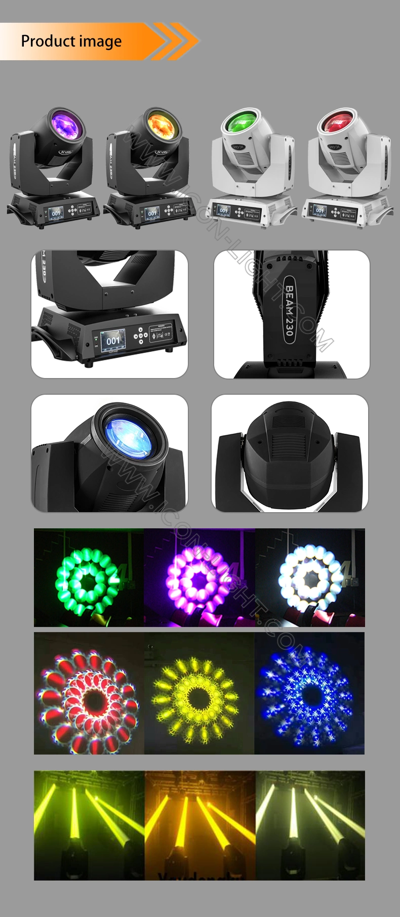 DMX 16prism 230W 7r Moving Head Light Stage Lighting