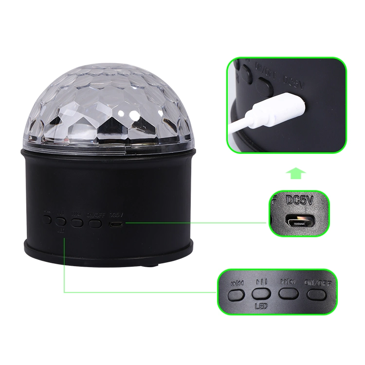 LED Stage Lights Disco Ball Speaker Auto Color Change Lighting 6W Crystal Magic Ball Light for KTV DJ Party